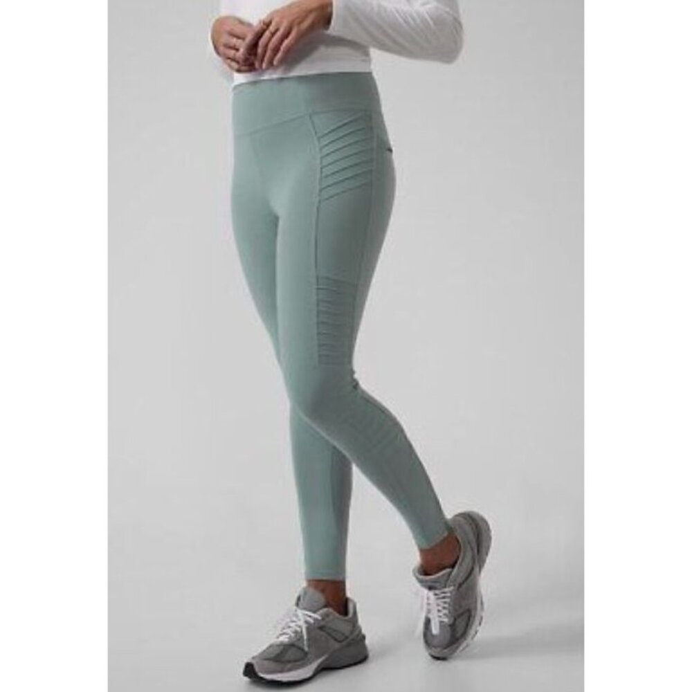 ATHLETA delancey moto tight in minimalist gray size S
